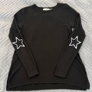 ASOS Black Cotton Sweater with White Star Elbow Patches